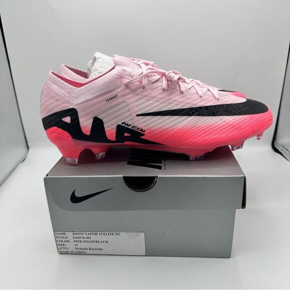 New Nike‎ Mercurial Zoom Vapor 15 Elite FG Pink Soccer Cleats DJ4978-601 Mens 13 - Picture 1 of 8